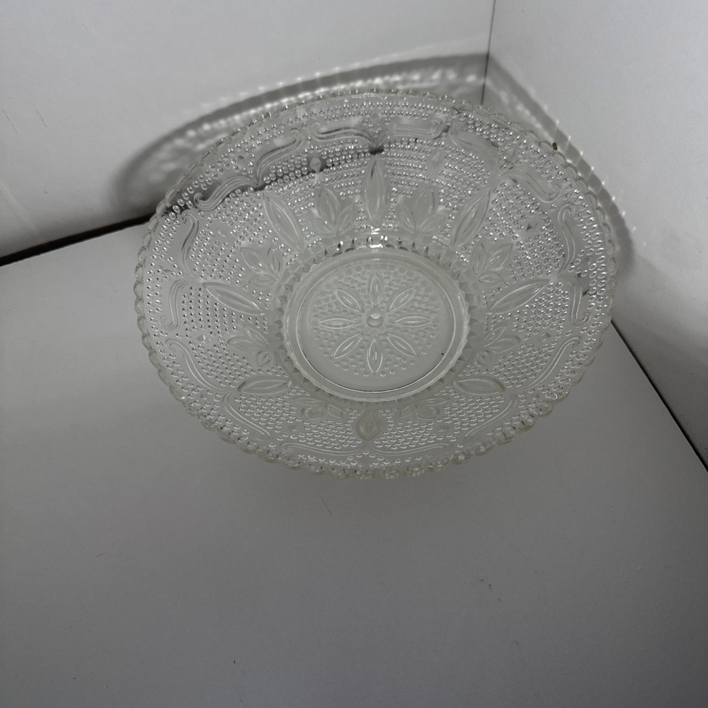 Vintage Hobnail Clear Federal Glass Flower 10.75" Serving~Fruit~Decor Bowl